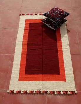 Kaisori Rajasthan Jute Cotton Red Cream carpet