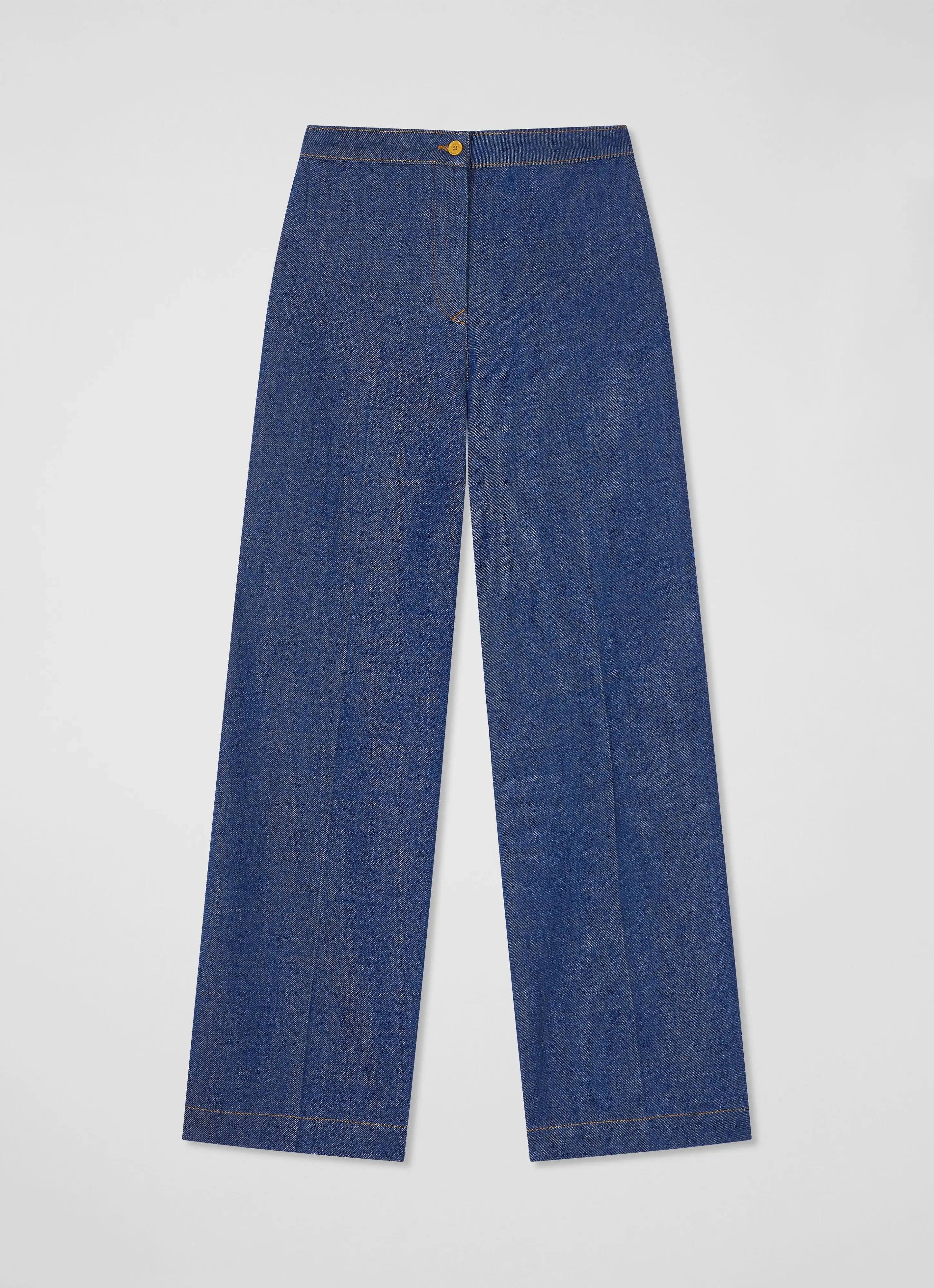 LK Bennett Ami Organic Cotton Denim Wide-Leg Trousers