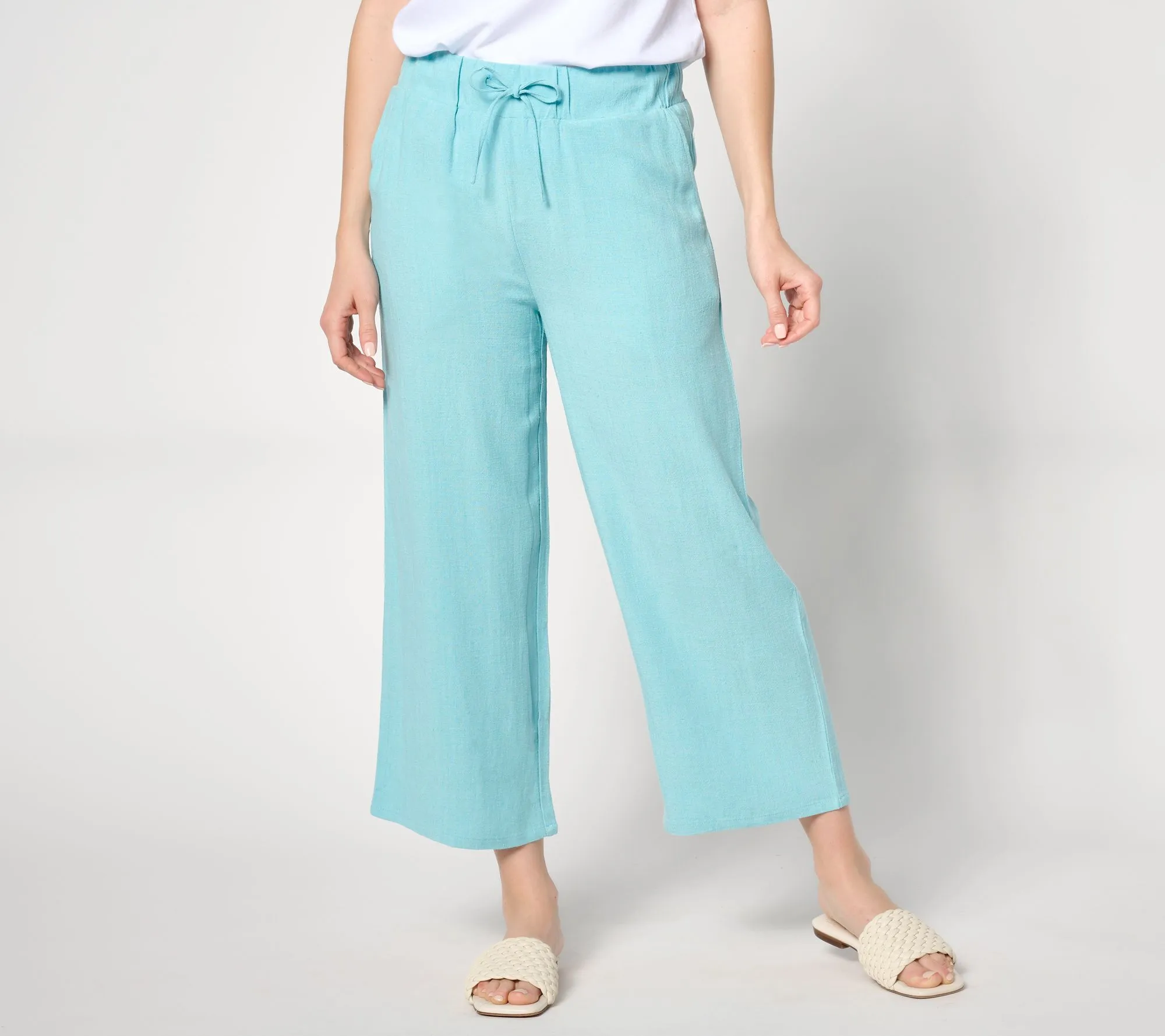 LOGO Linens by Lori Goldstein Regular Wide Leg Crop Pants