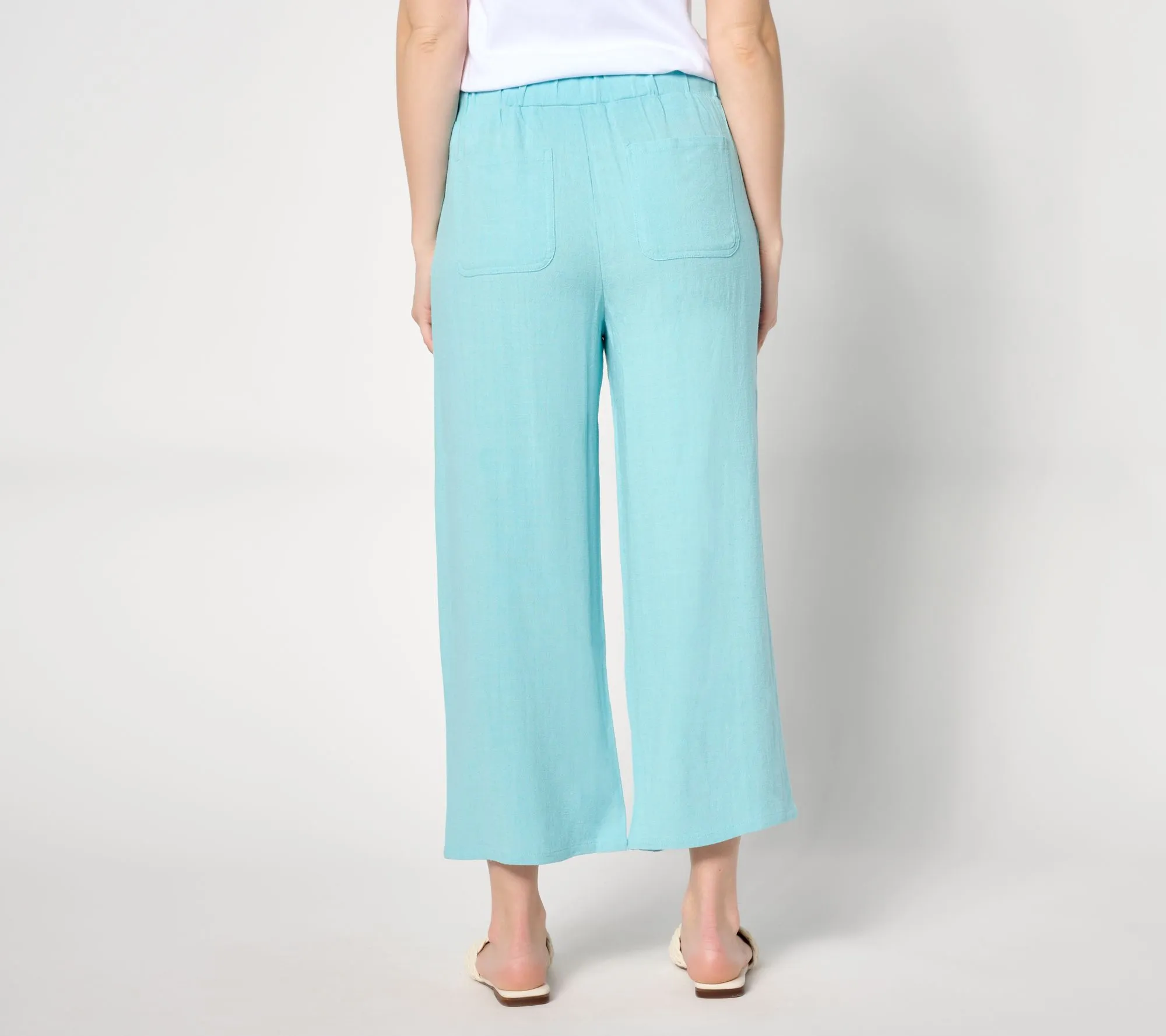 LOGO Linens by Lori Goldstein Regular Wide Leg Crop Pants