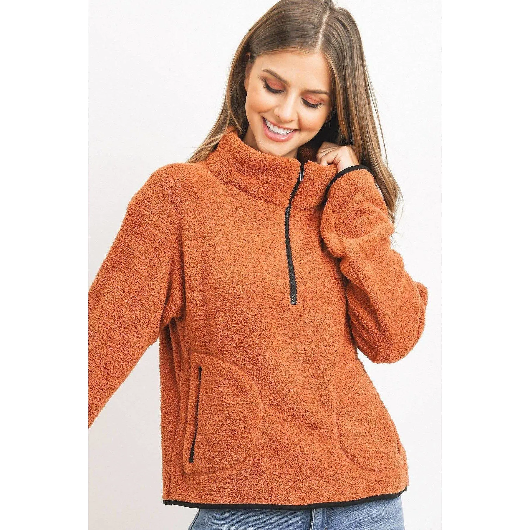 Long Sleeve Half Zipper Pullover Loopie Terry