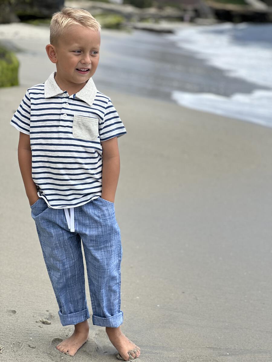 Me & Henry Navy & White Stripe S/S Polo Shirt