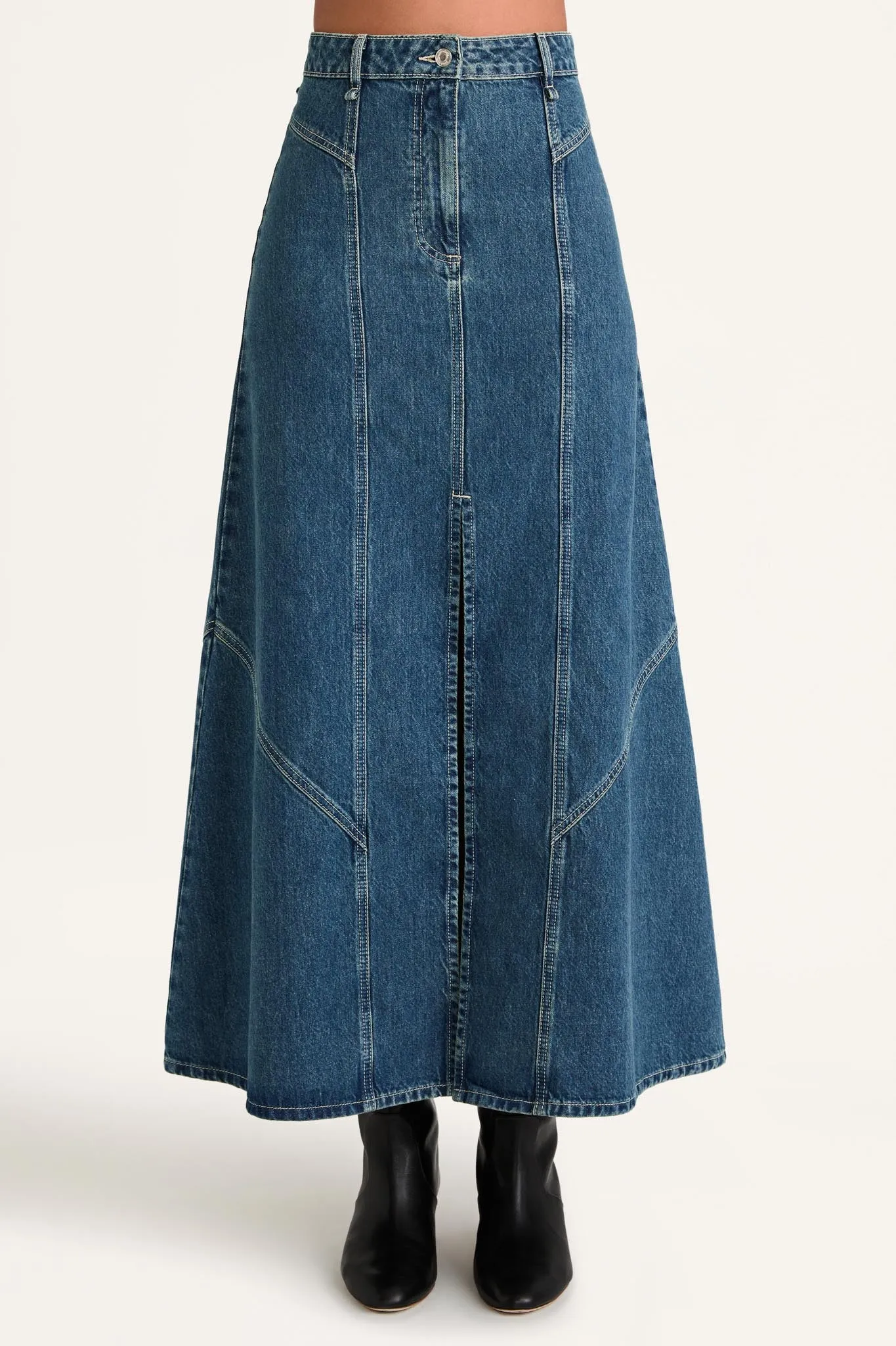 Melody Skirt in Mid-Blue Wash