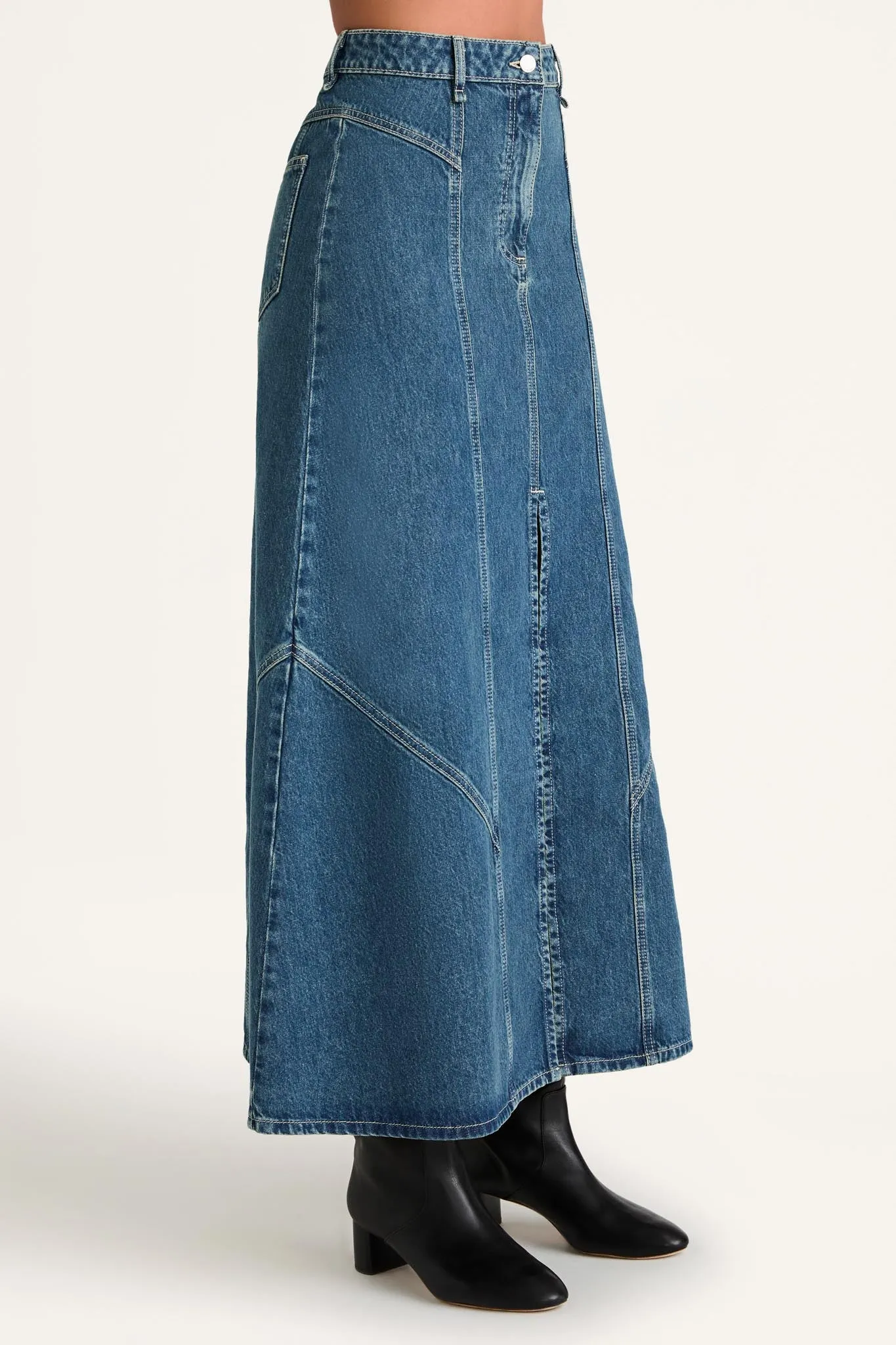 Melody Skirt in Mid-Blue Wash