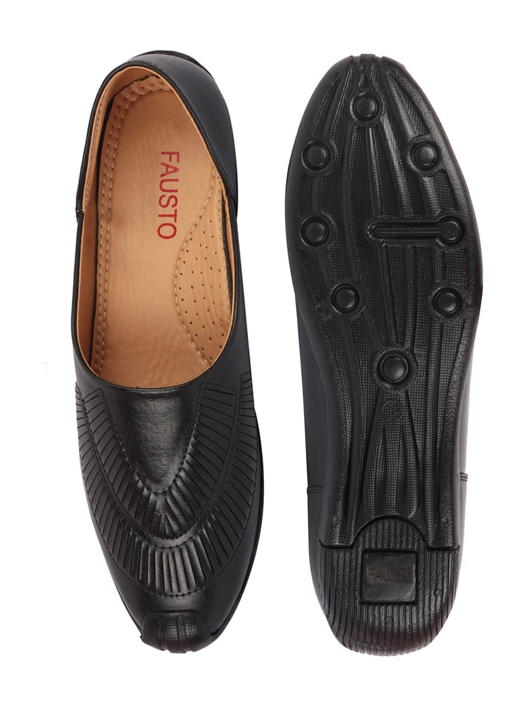 Men Black Ethnic Slip-On Juttis