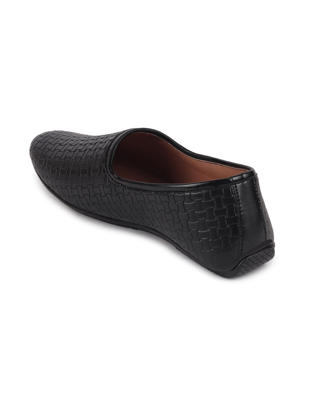 Men Black Ethnic Slip-On Regular Styling Jutis & Mojaris