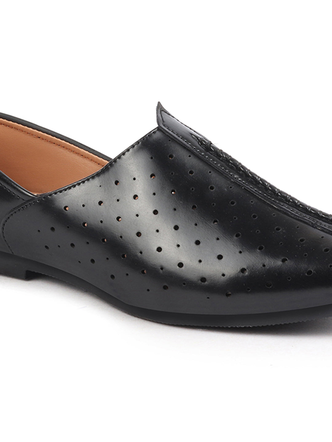 Men Black Ethnic Slip-On Traditional Jutis & Mojaris