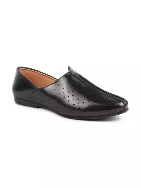 Men Black Ethnic Slip-On Traditional Jutis & Mojaris