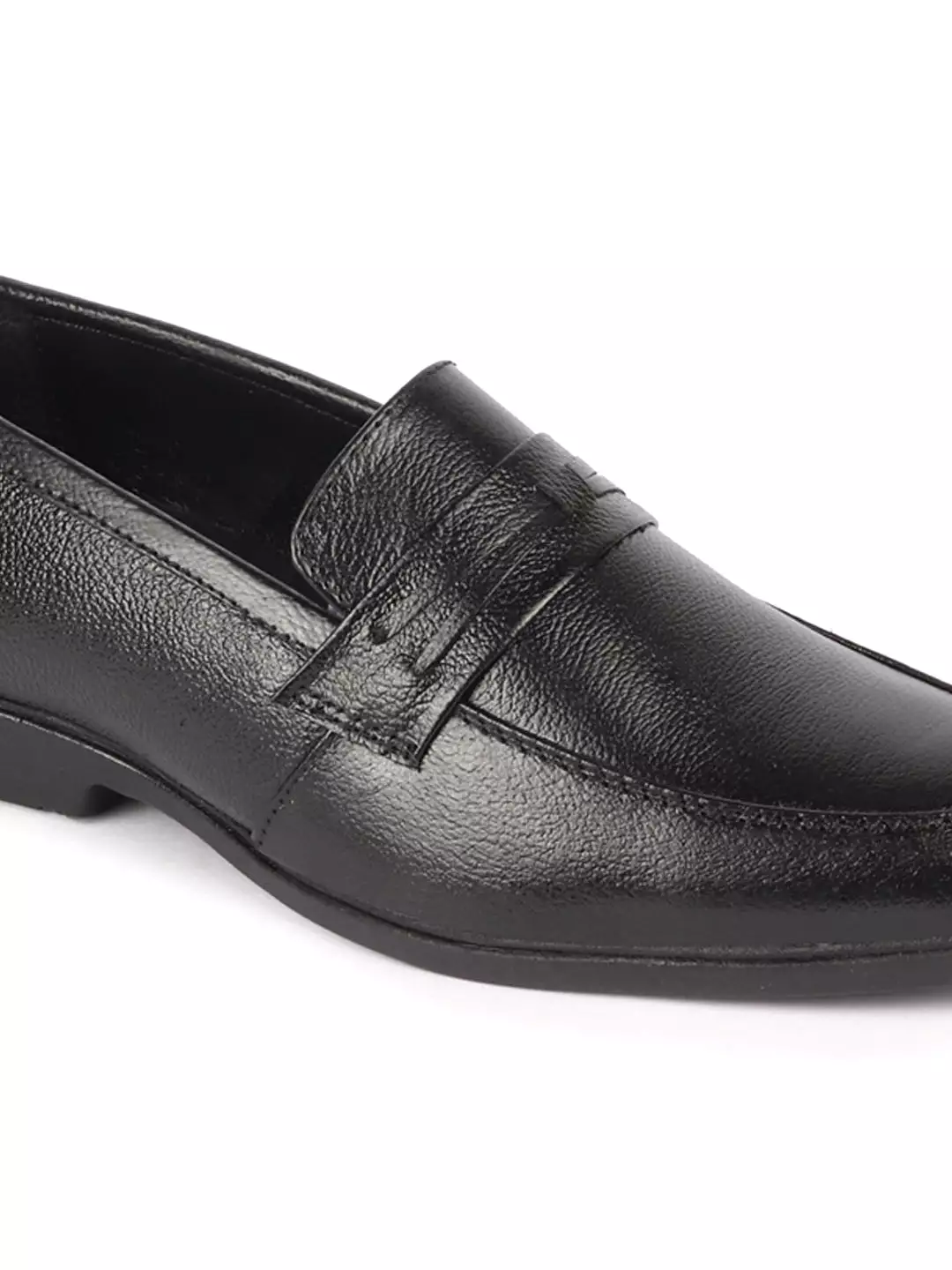 Men Black Formal Office Genuine Leather Pointed Toe Slip On Shoes with Comfort EVA Pad Insole