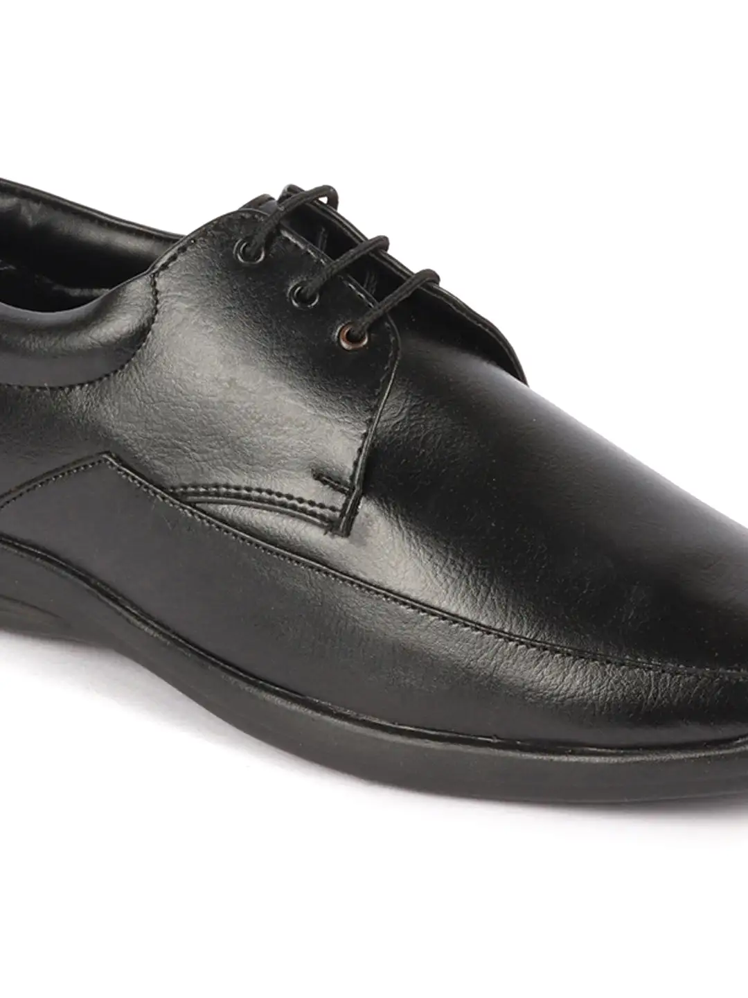 Men Black Formal Office Work Broad Feet Derby Lace Up Shoes