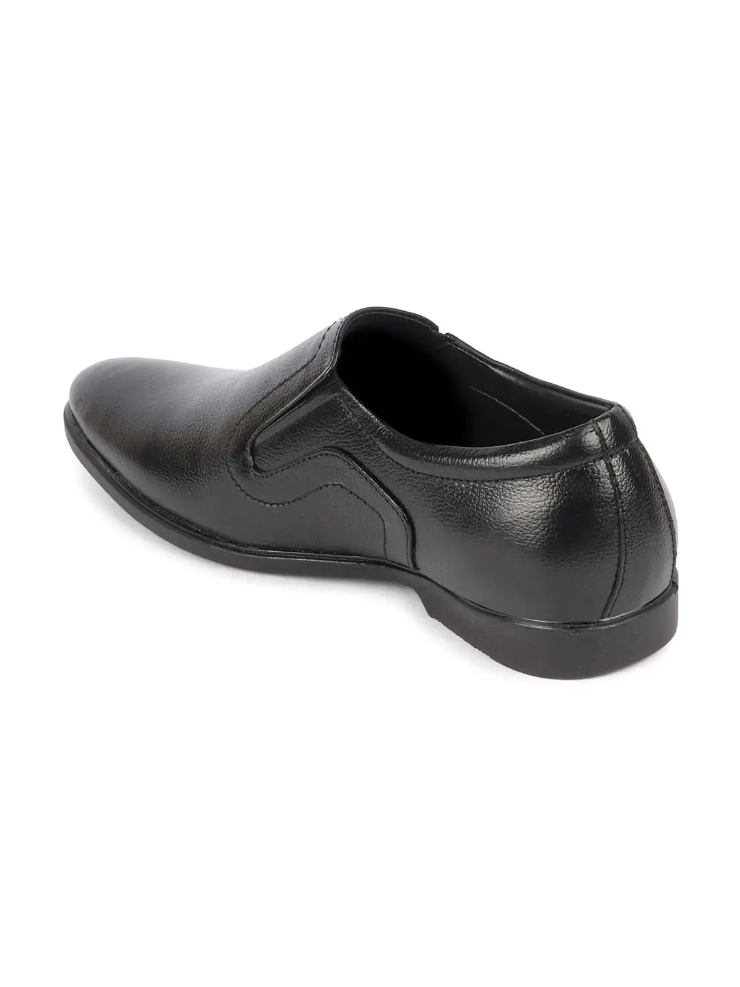 Men Black Genuine Leather Formal Office Pointed Toe Slip On Shoes with Comfort EVA Pad Insole