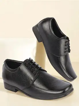 Men Black Genuine Leather Formal Office Work Broad Feet Derby Lace Up Shoes with Comfort EVA Pad Insole