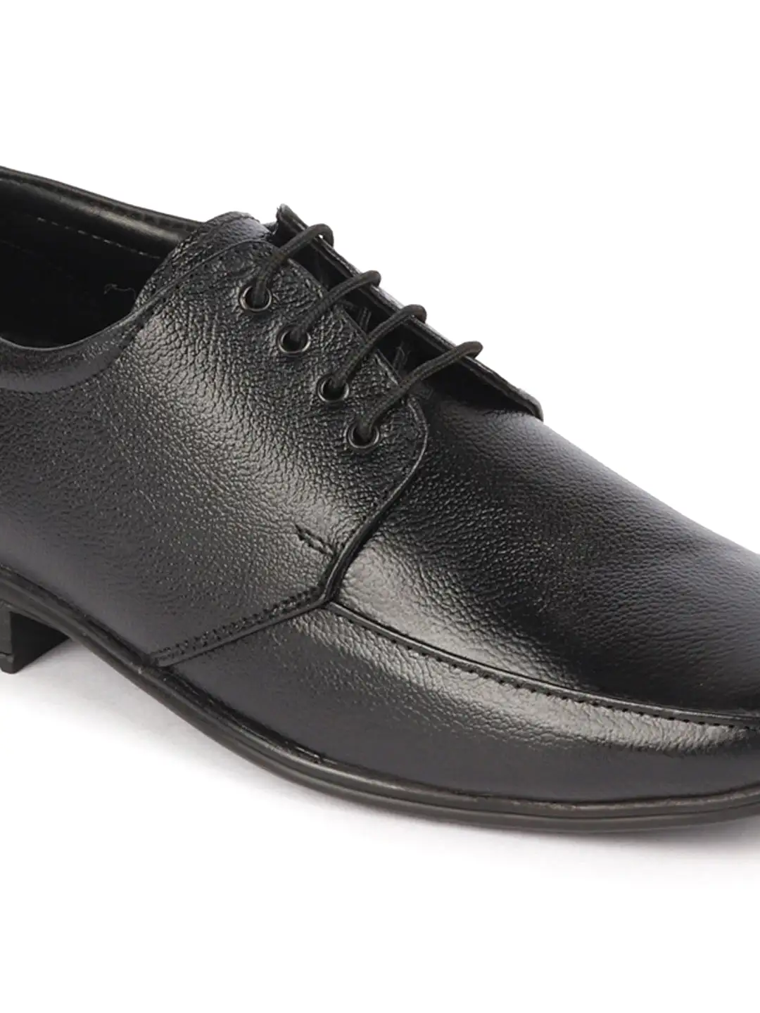 Men Black Genuine Leather Formal Office Work Broad Feet Derby Lace Up Shoes with Comfort EVA Pad Insole