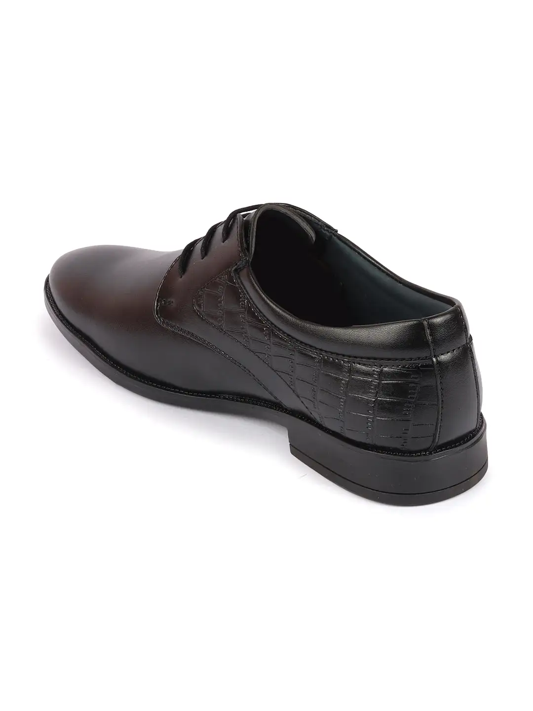 Men Black Wedding Party Embossed Design Oxford Lace Up Shoes