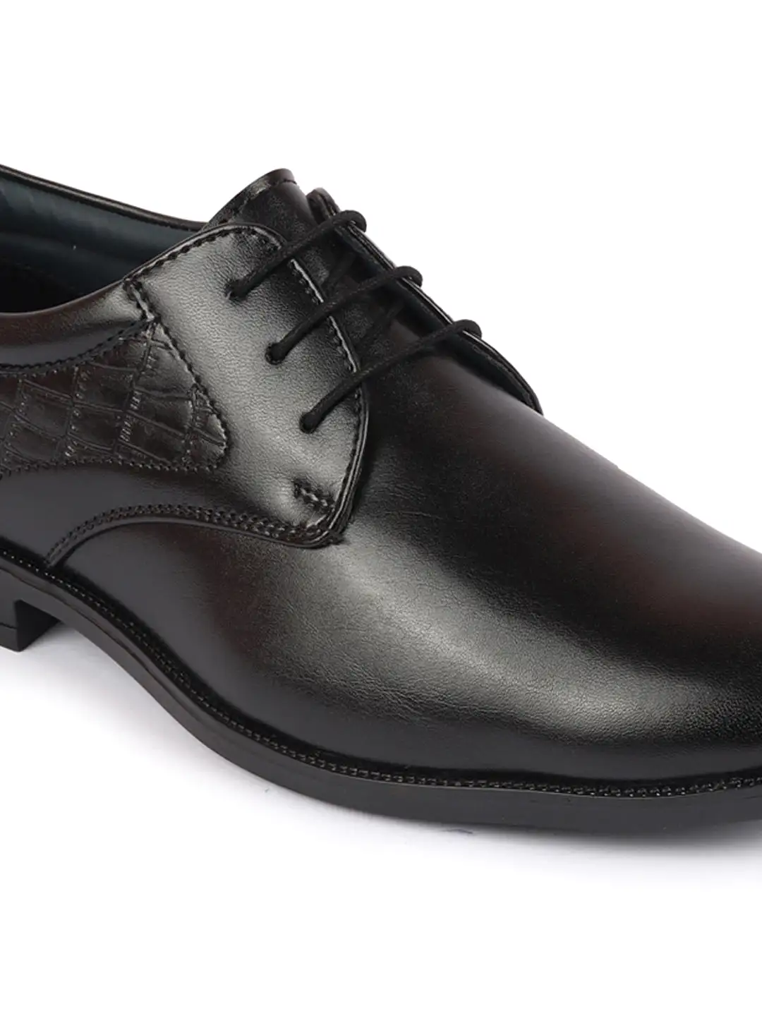 Men Black Wedding Party Embossed Design Oxford Lace Up Shoes