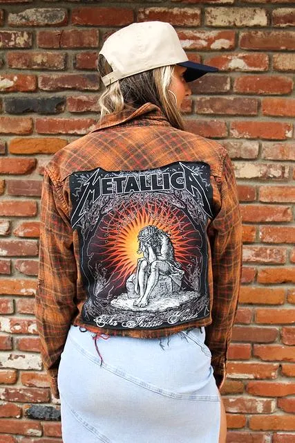 Metallica Acid Wash Cropped Flannel