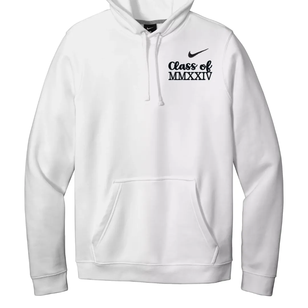 Nike HOODIE Graduation gift Embroidered Hoodie with class of 2024 in Roman numerals,