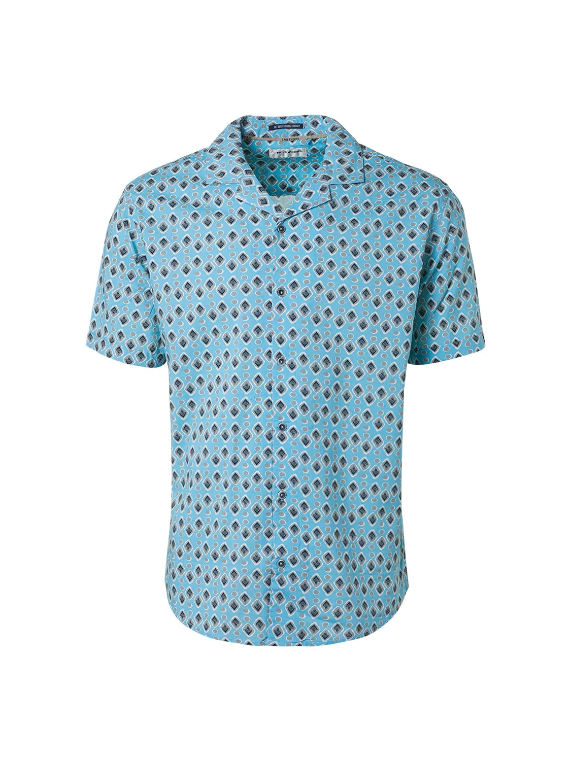 No Excess - Short Sleeved Printed Resort Shirt - Light Aqua