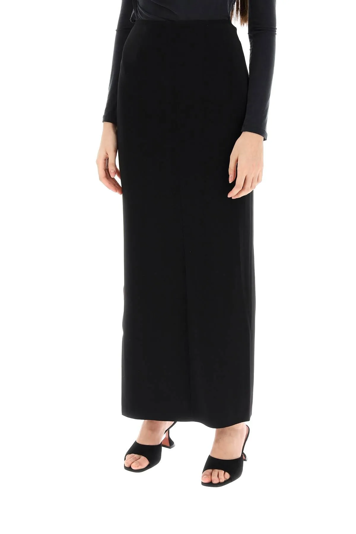 Norma Kamali Long Skirt In Poly Lycra   Black