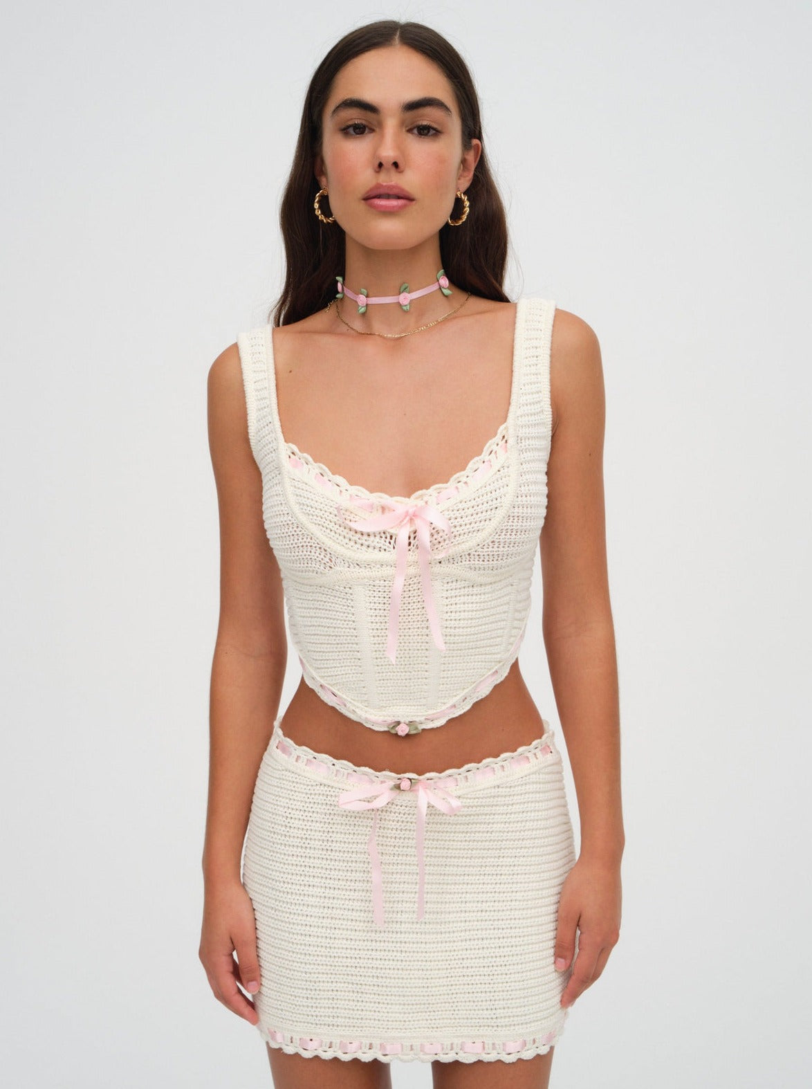 Olina Crochet Top in Cream