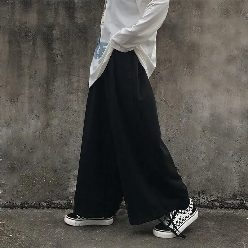 Plain Wide-Leg Jogger Pants dd9