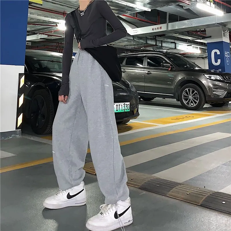 Plain Wide Leg Sweatpants dd11