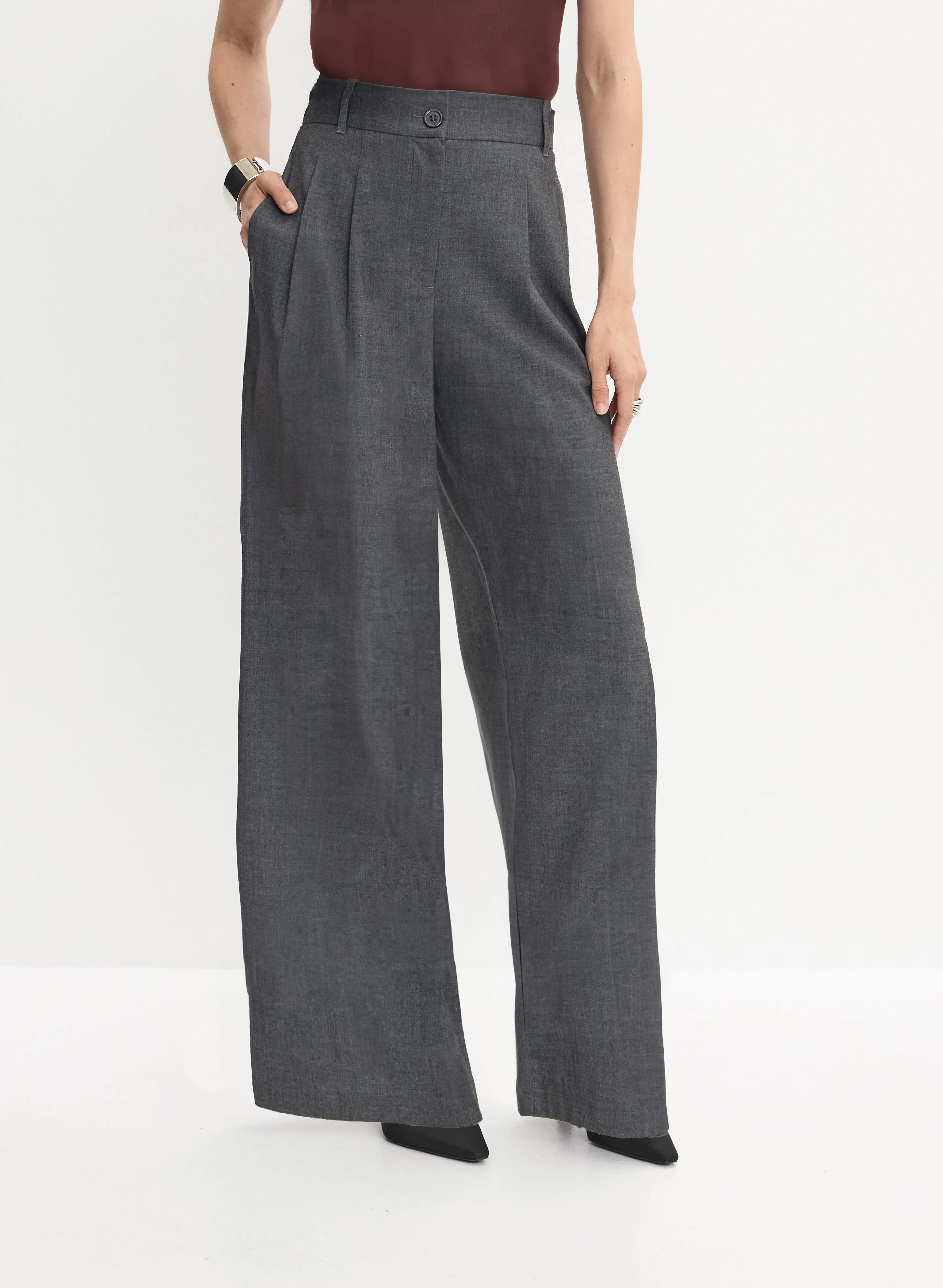 Pleated Wide-Leg Pants