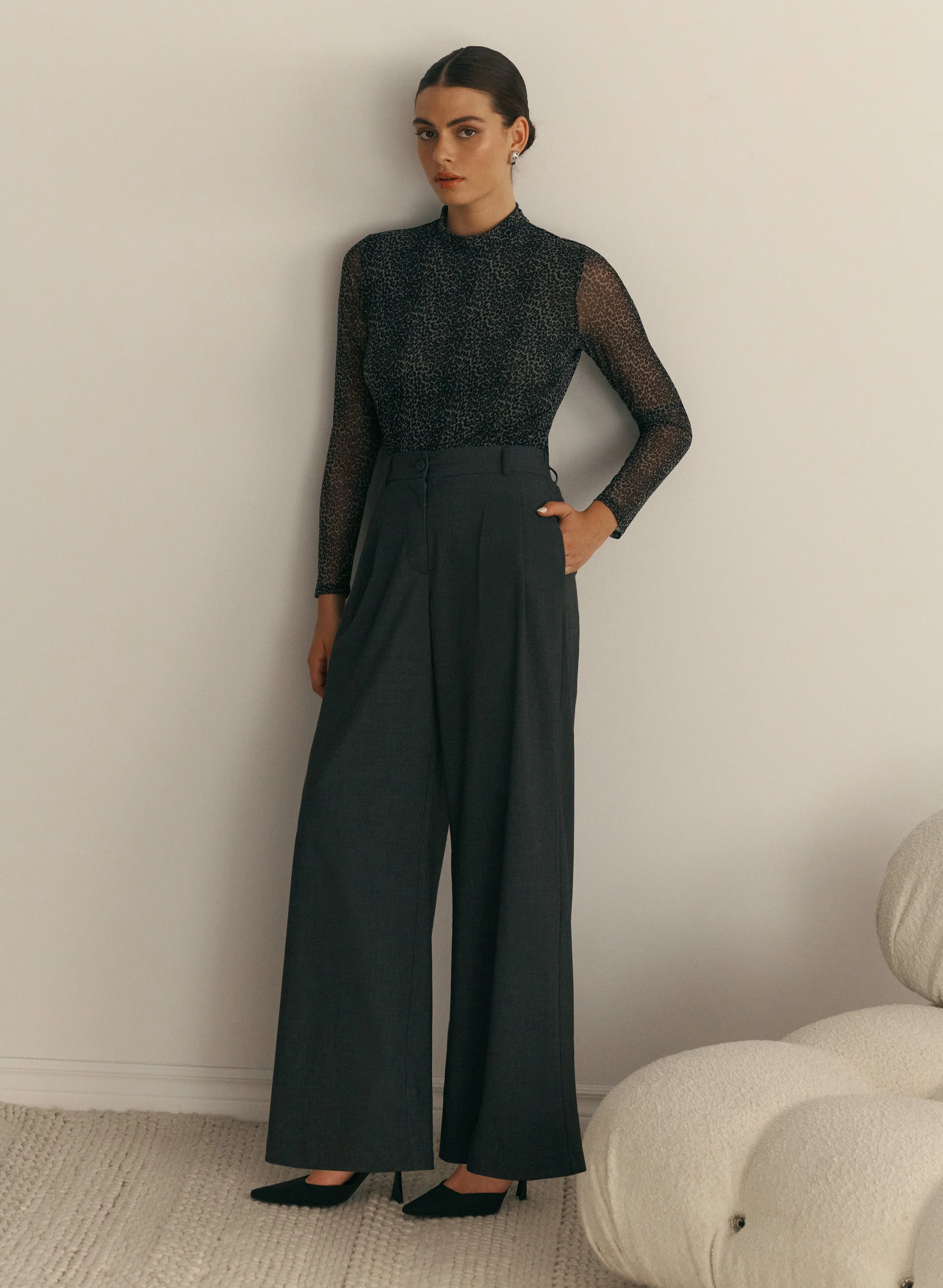 Pleated Wide-Leg Pants