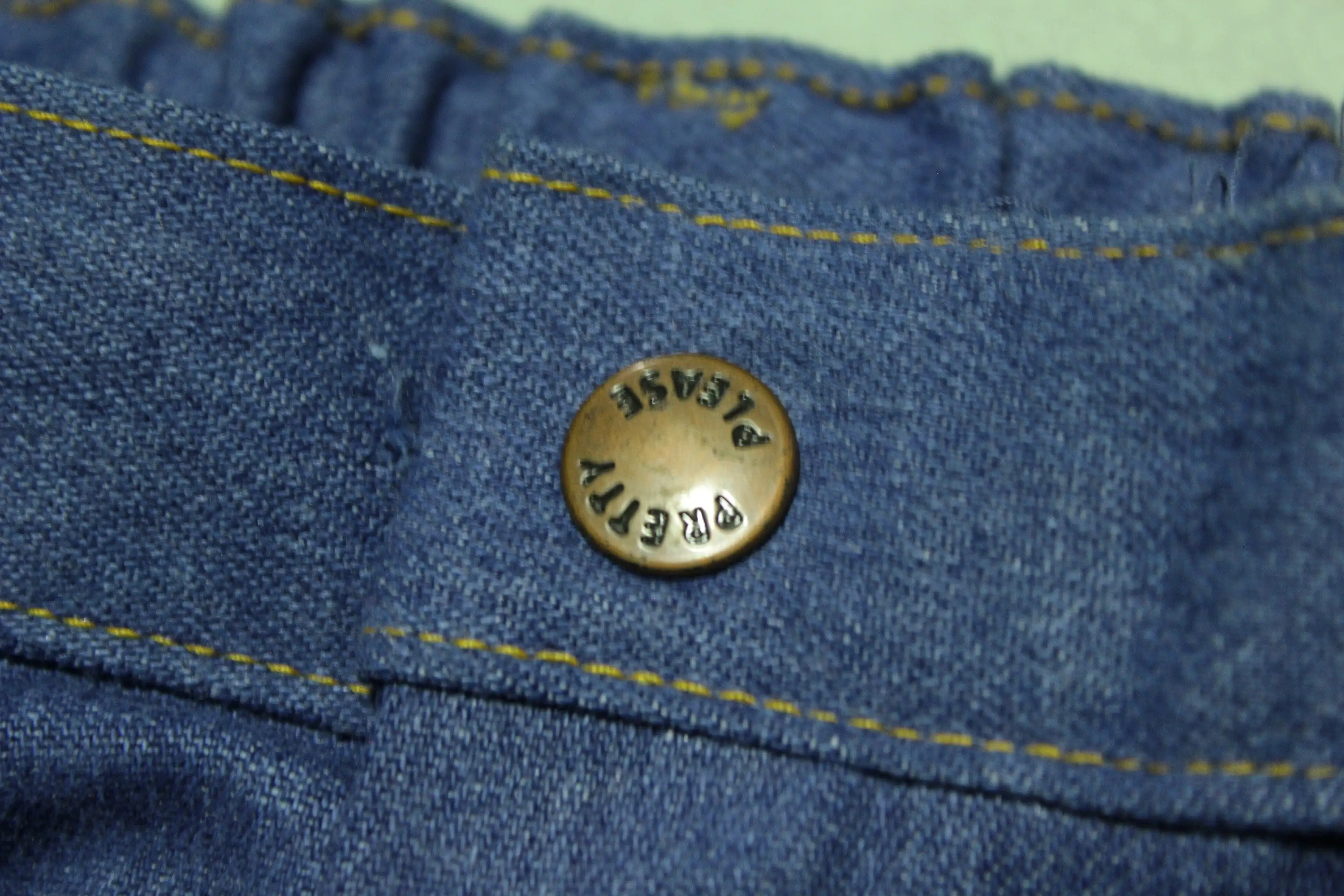 Pretty Please Striped Pocket Vintage 70's  Talon 42 Bell Bottom Denim Blue Jeans