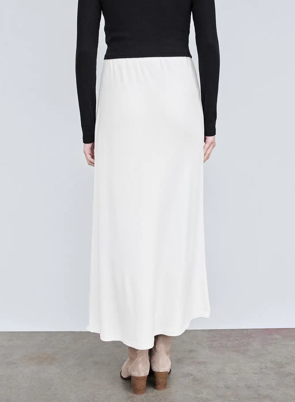 Rib Bias Cut Skirt in Cream