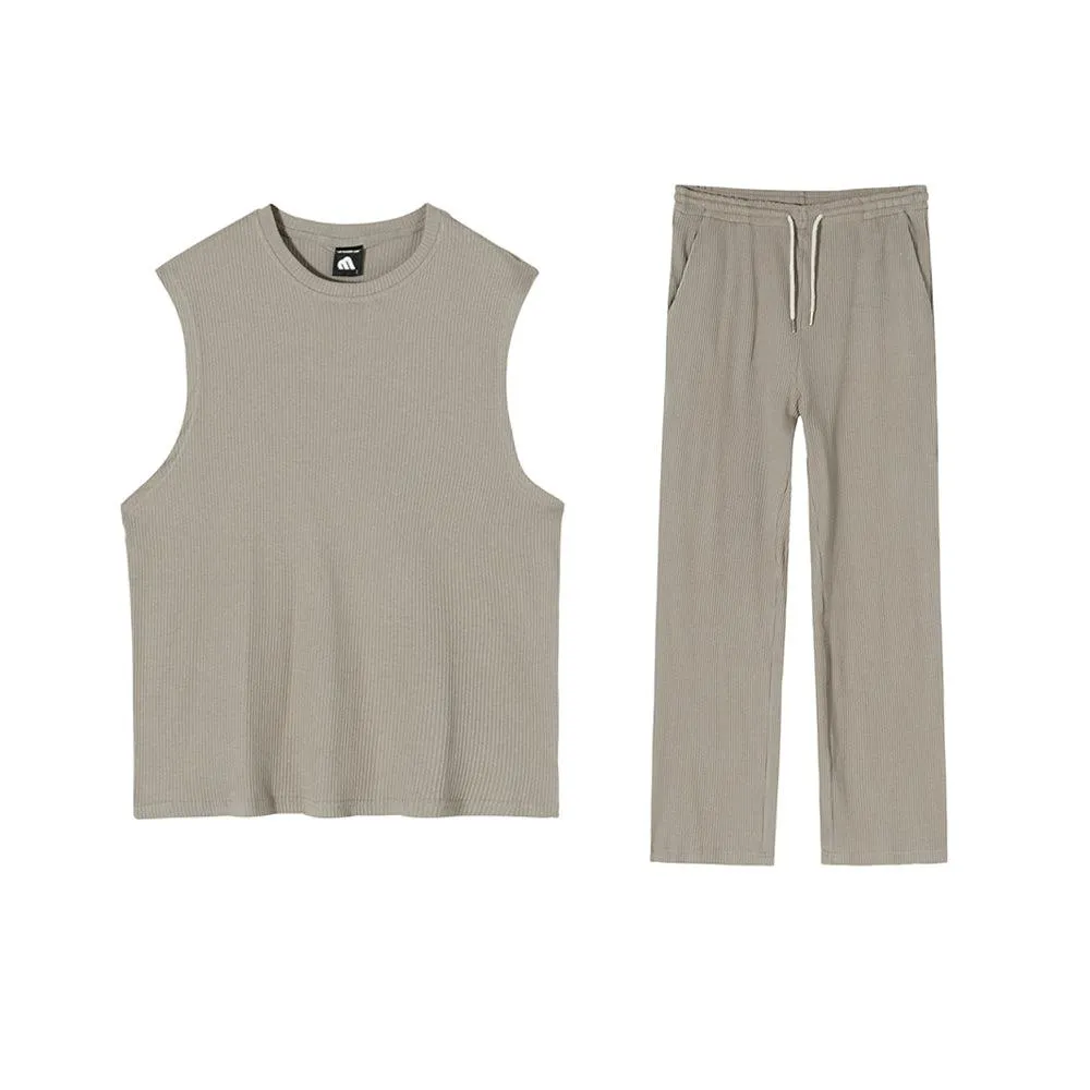 RT No. 4492 PLEATED SLEEVELESS SHIRT & WIDE DRAWSTRING PANTS