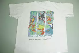 Save The Rainforest Vintage 90's Global Awareness San Diego Wildlife T-Shirt