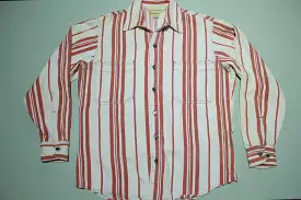 St John's Bay Vintage 90's Made in USA 100% Cotton Red White Striped Work Shirt