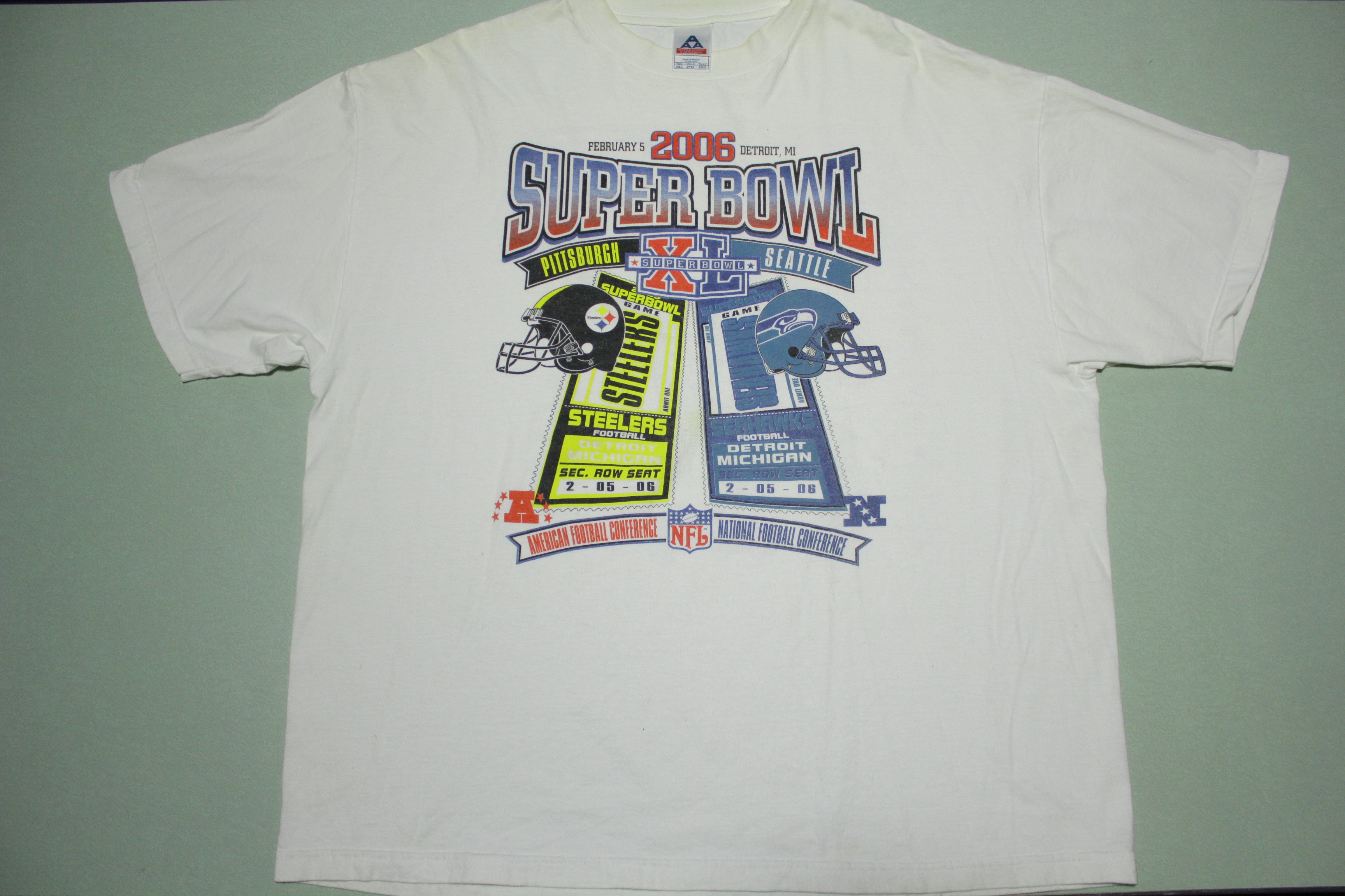 Superbowl History XL 2006 Seahawks Steelers Game Ticket T-Shirt