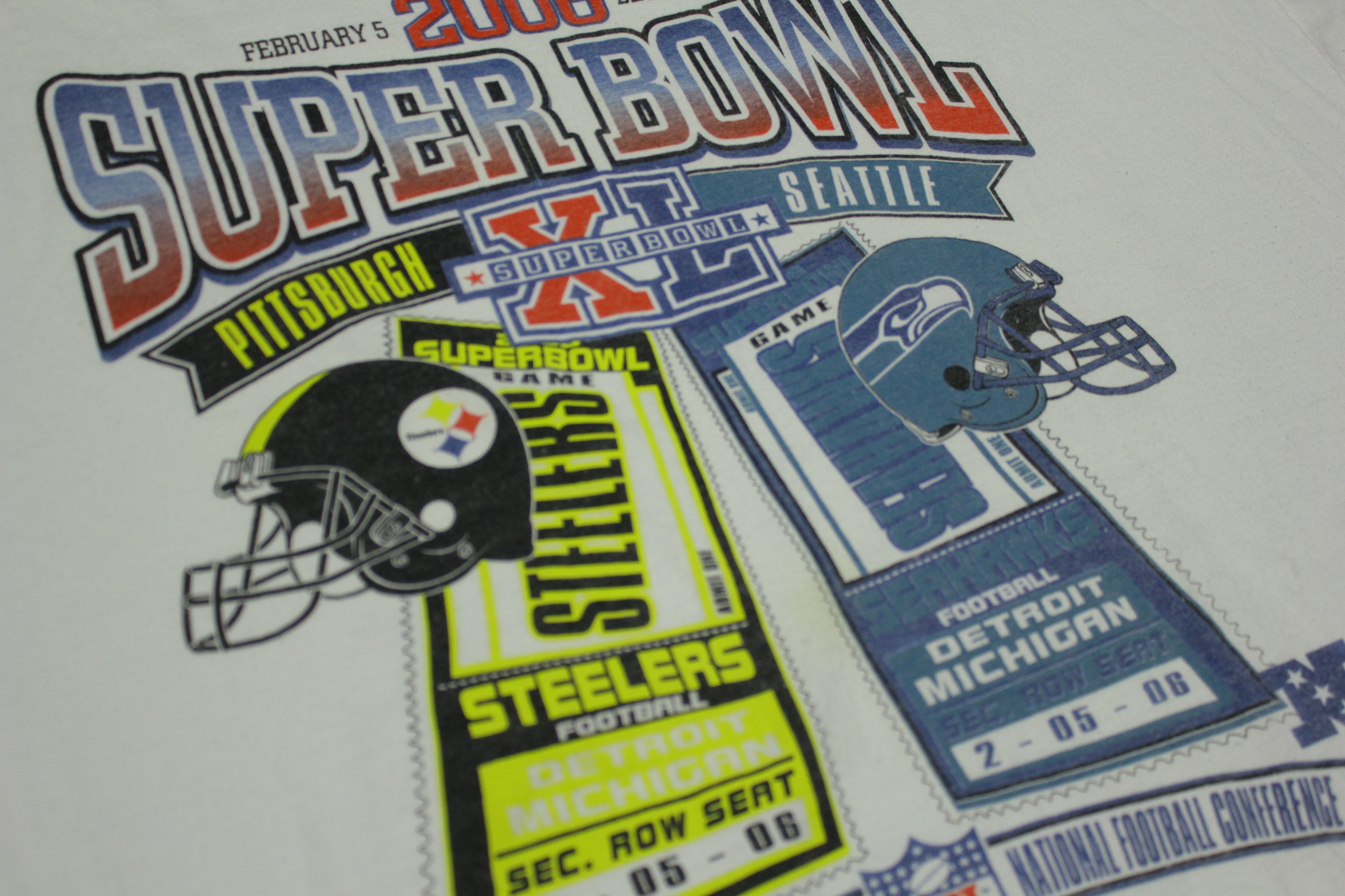 Superbowl History XL 2006 Seahawks Steelers Game Ticket T-Shirt