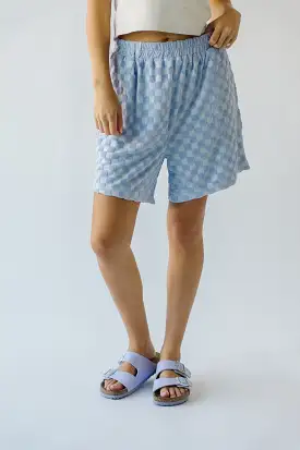 The Chipley Textured Knit Shorts in Blue Check