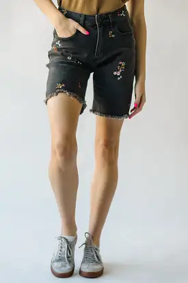 The Hessmer Embroidered Denim Short in Washed Black