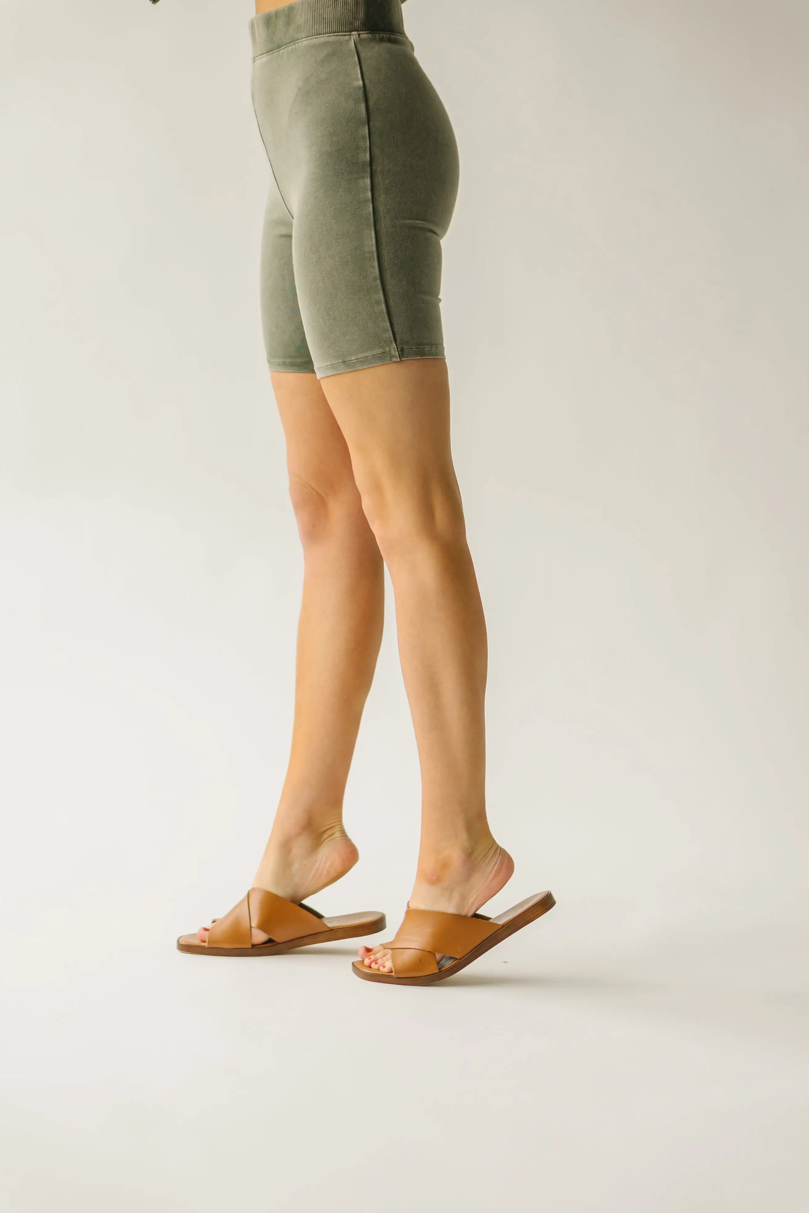 The Langan Basic Bike Shorts in Army Green