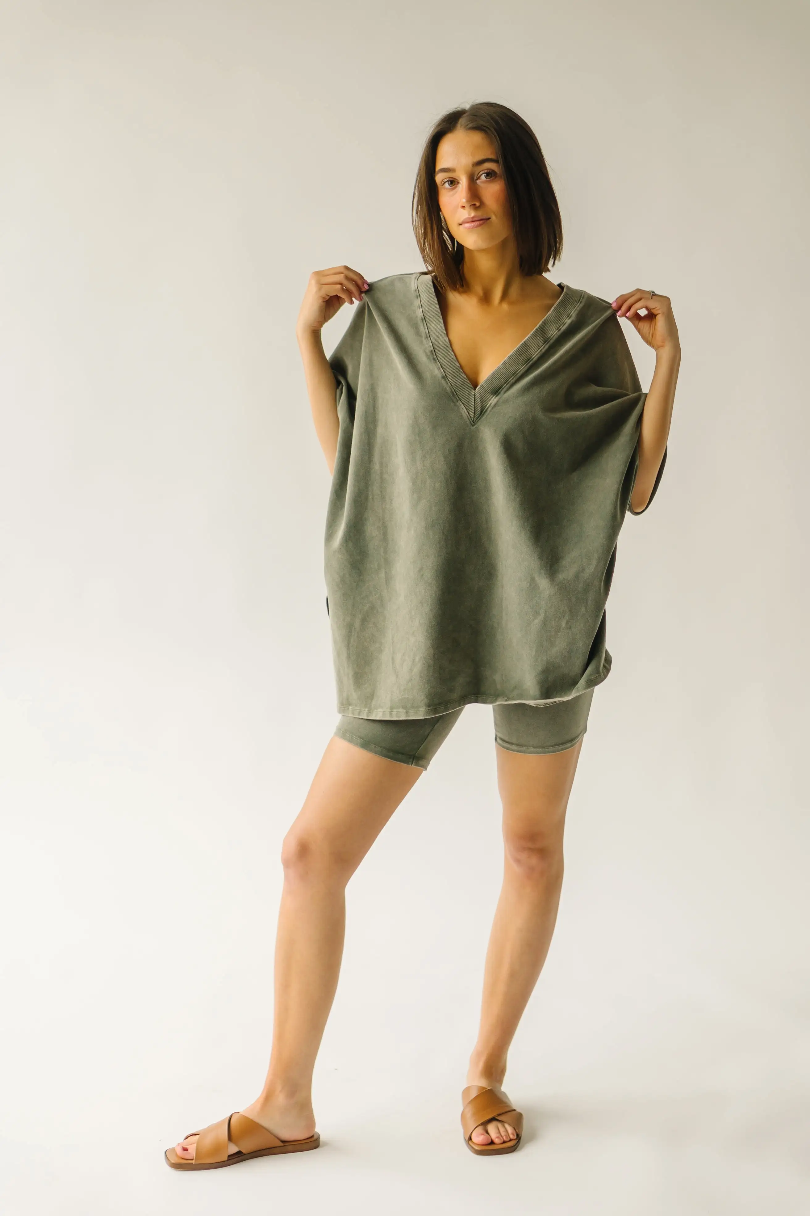 The Langan Basic Bike Shorts in Army Green