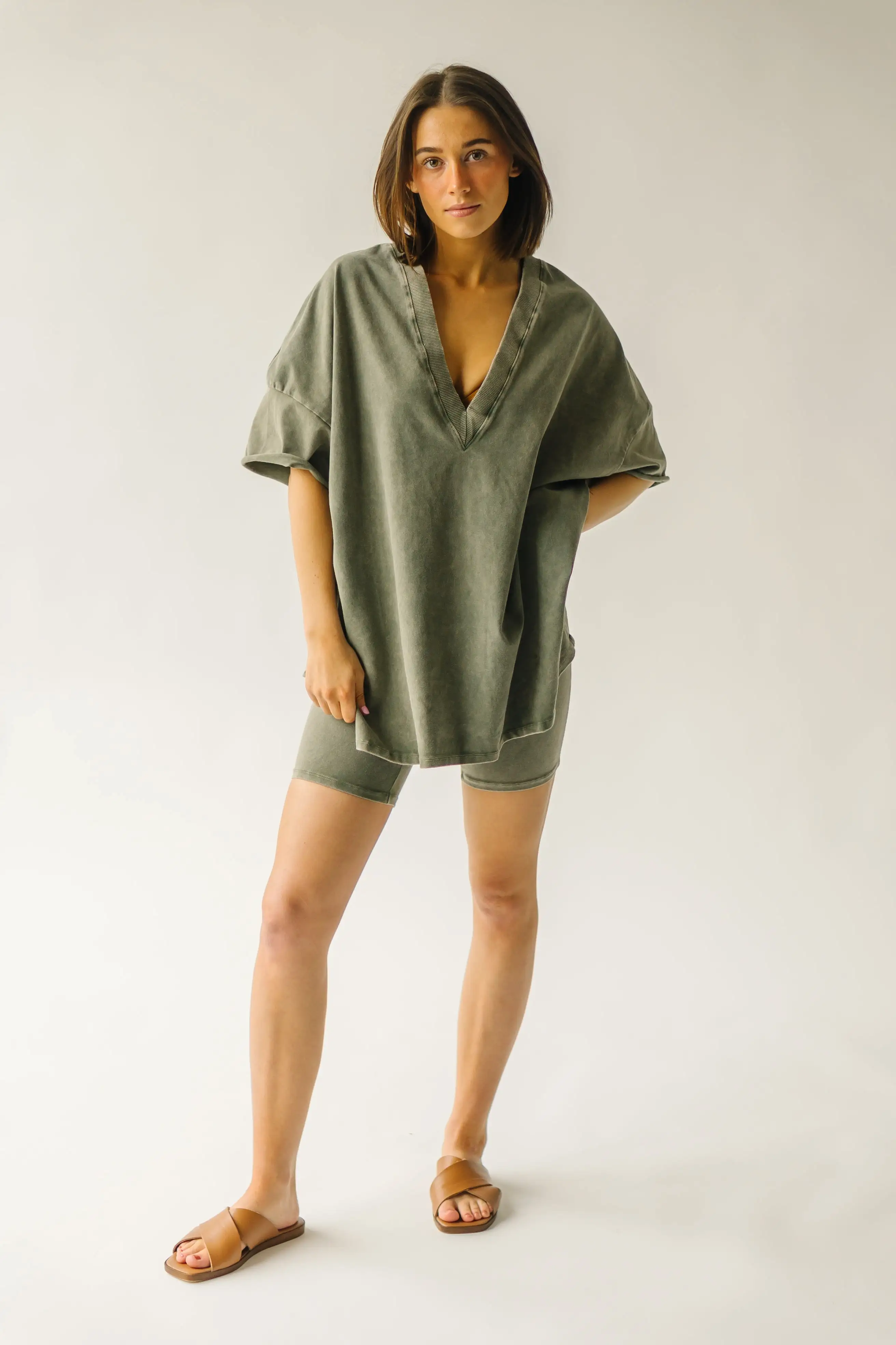 The Langan Basic Bike Shorts in Army Green