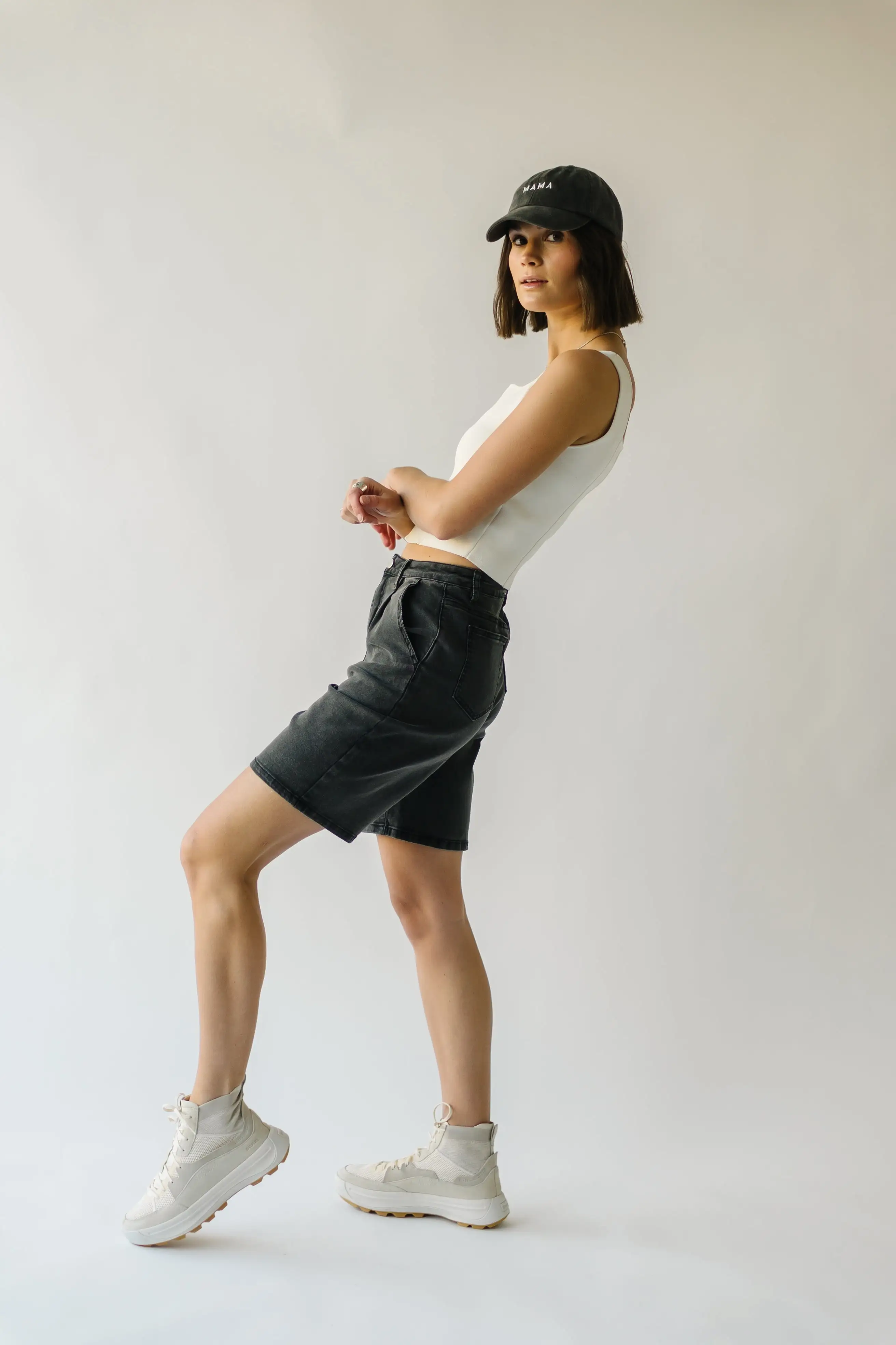 The Tulsa High Rise Bermuda Short in Black