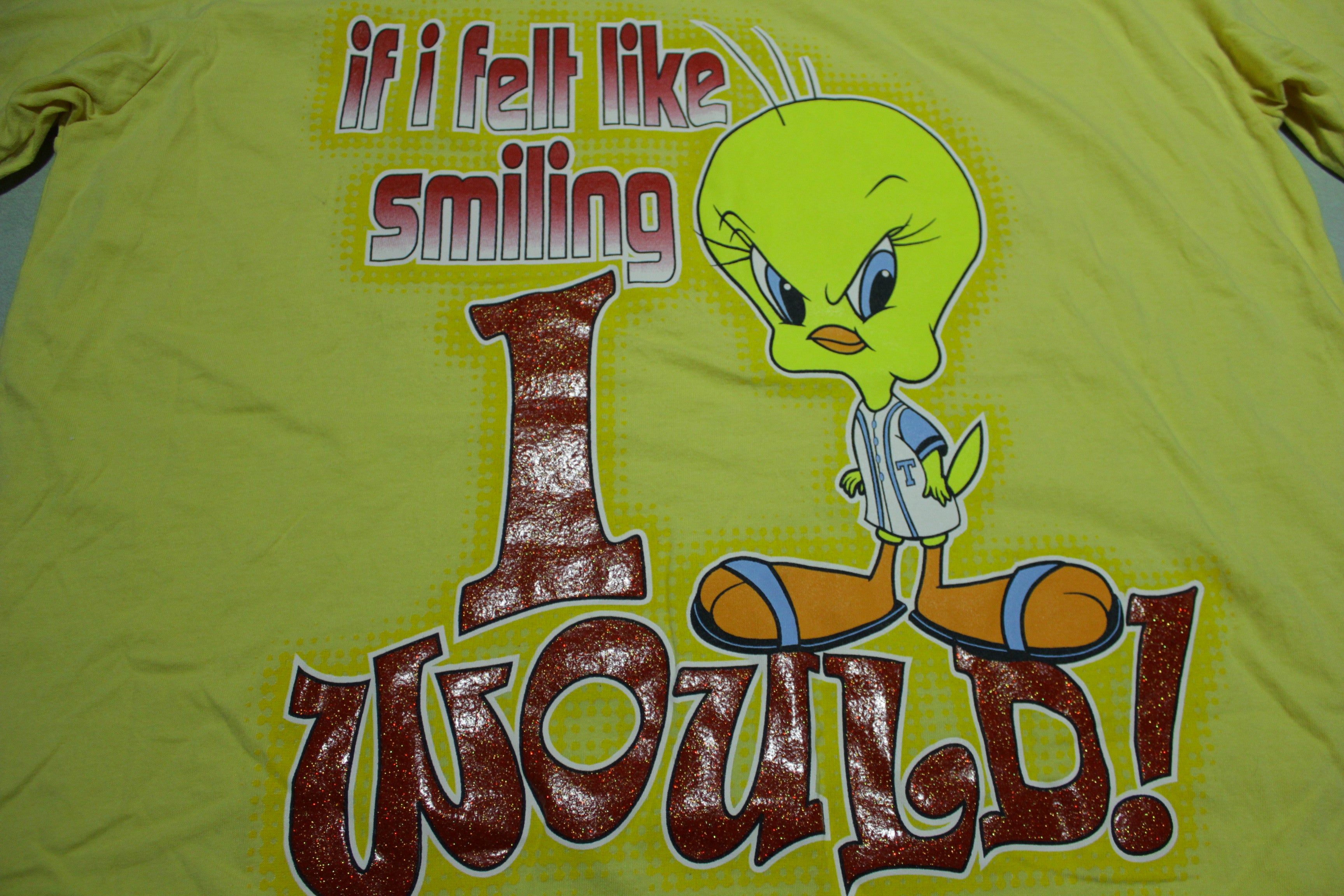 Tweety Bird Feel Like Smiling Vintage 2002 Looney Tunes WB Cartoon T-Shirt