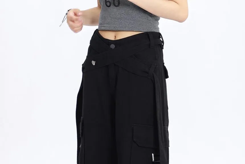 V Waistline Straight-Fit Wide-Leg Cargo Pants dd7