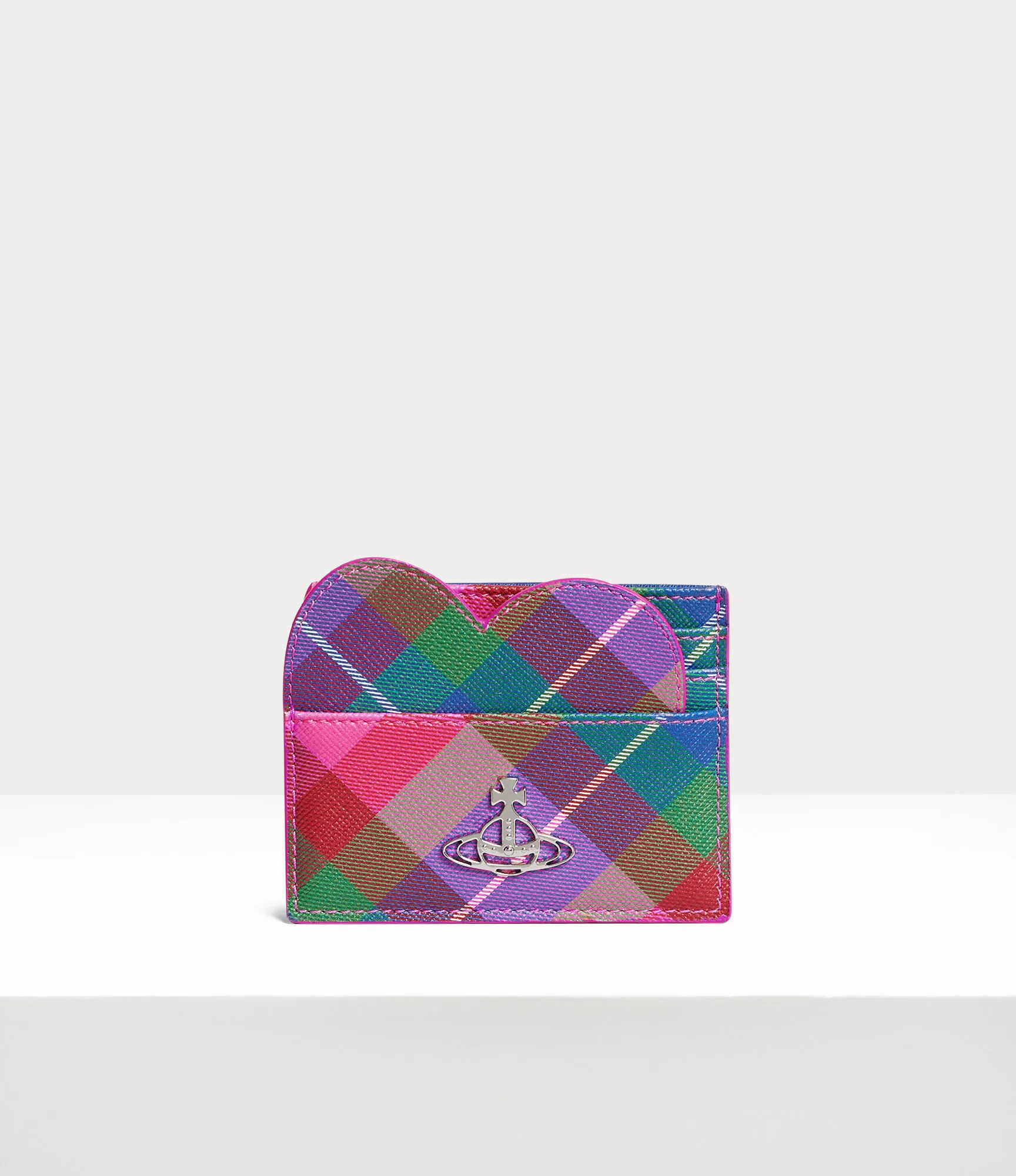 Vivienne Westwood Heart Card Holder Saffiano Printed Candy-tartan One Size Women