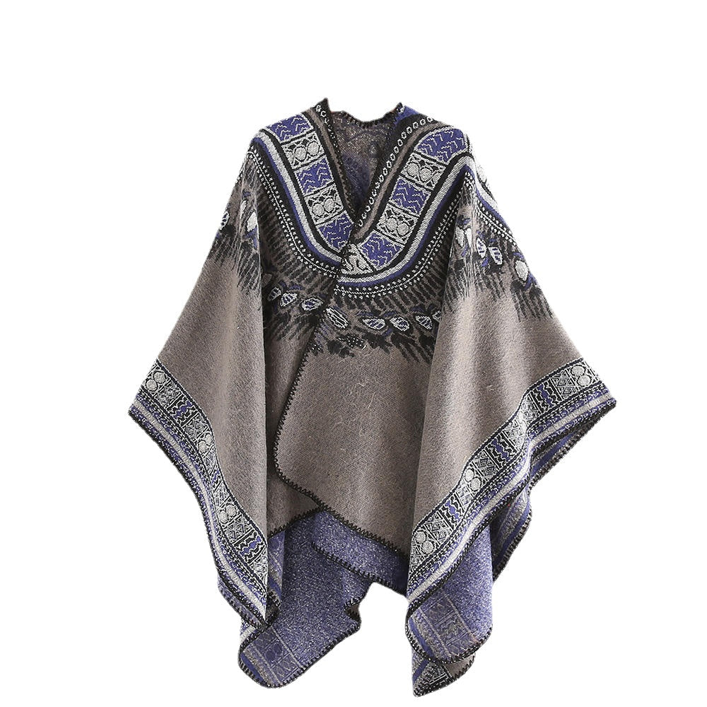 Women 130*150CM Vintage Ethnic Style Artificial Cashmere Scarf Winter Warm Long Shawl