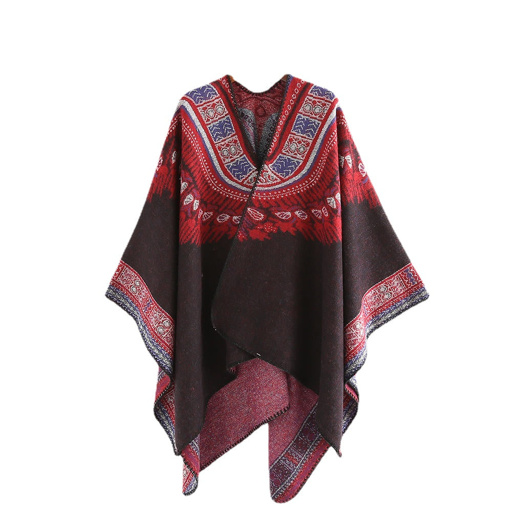 Women 130*150CM Vintage Ethnic Style Artificial Cashmere Scarf Winter Warm Long Shawl