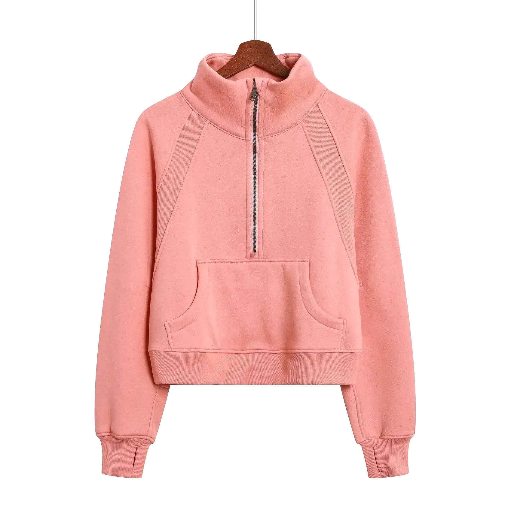 Women Scuba Sportswear Half zipper Long Sleeve Loose Warm Sweatshirts