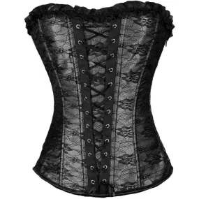 Women' Vintage Floral Lace Strappy Overbust Corsets