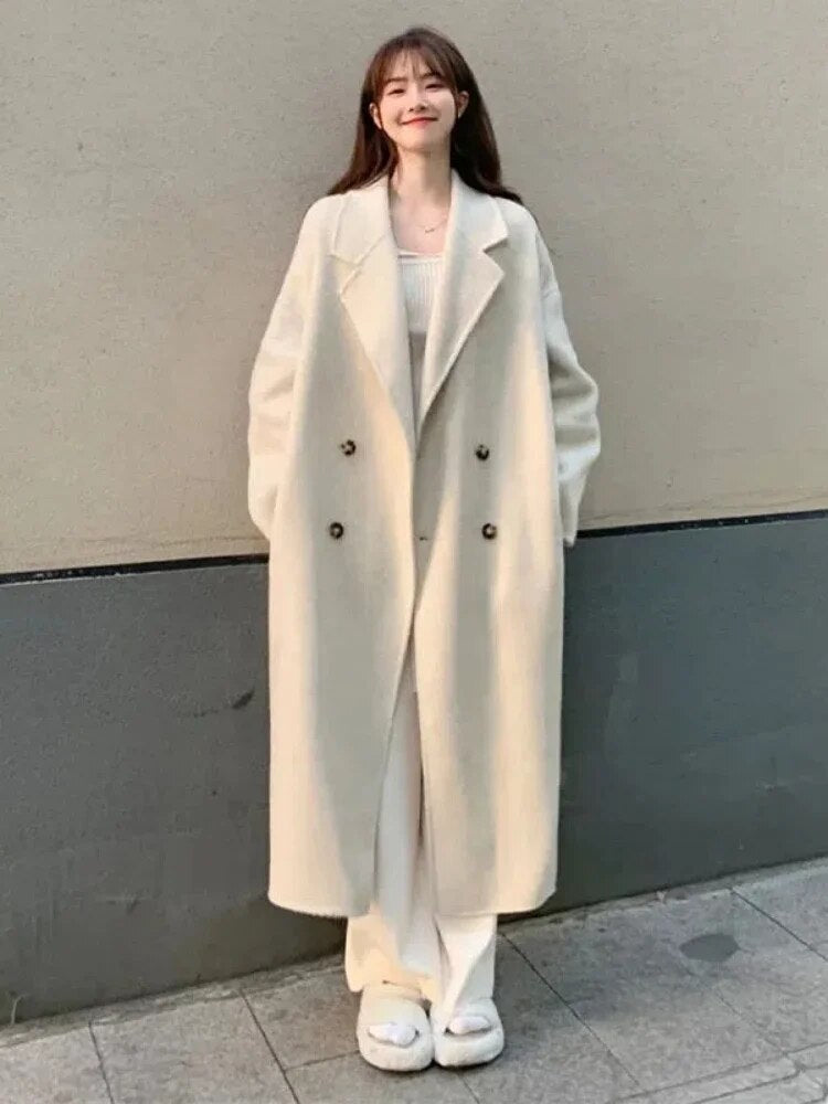 Women's Coats 2023 New in Vintage Loose Double Breasted Woolen Coats