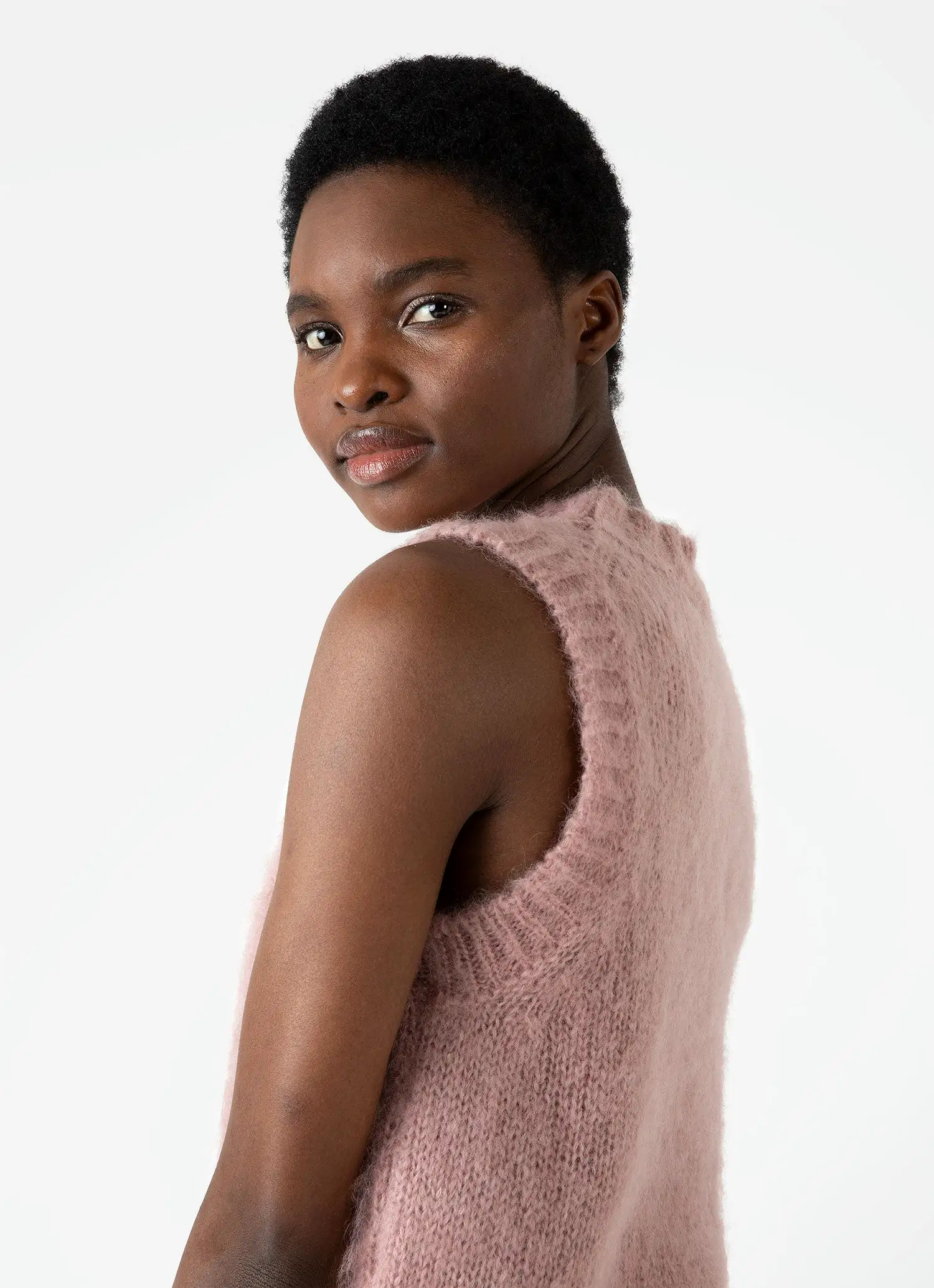 Women's Mohair Vest in Vintage Pink